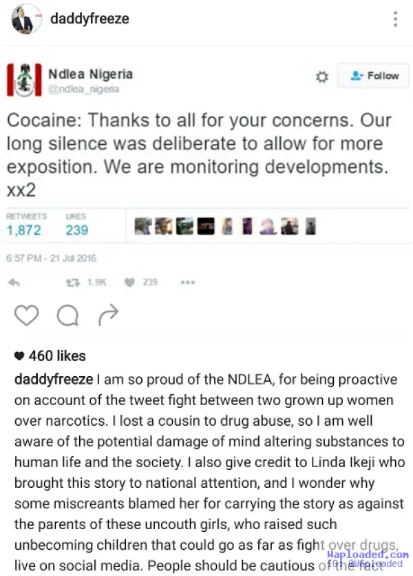 Freeze reacts to the story of the 2 girls who exposed their drug use on Twitter